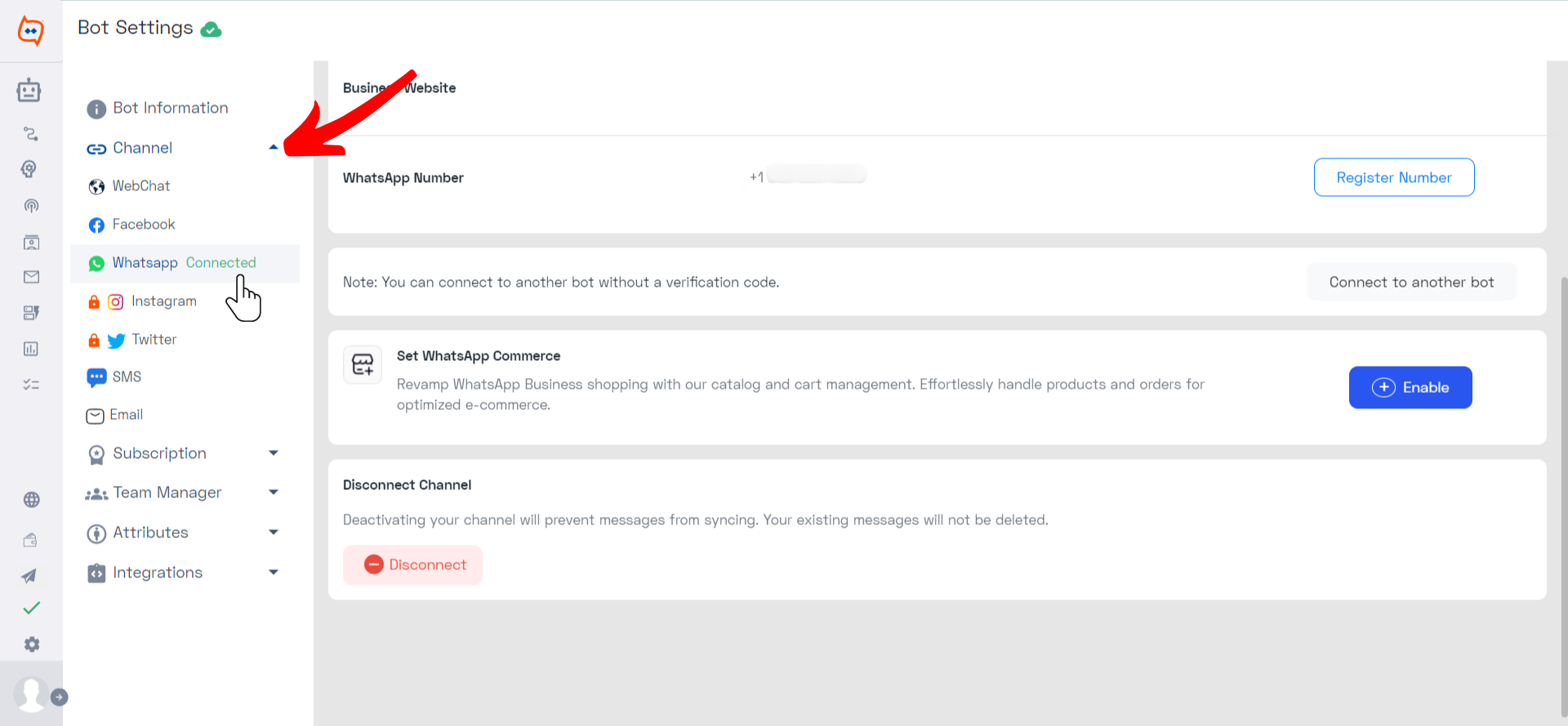 Select Channels and then choose WhatsApp._WB.png